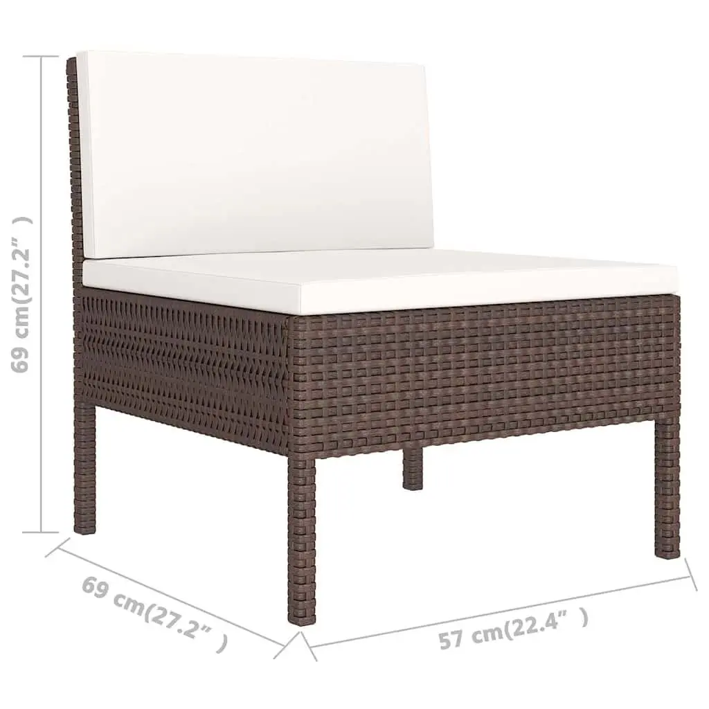 Garden Lounge Set Outdoor Furniture 6 Piece Brown Poly Rattan Patio Seating