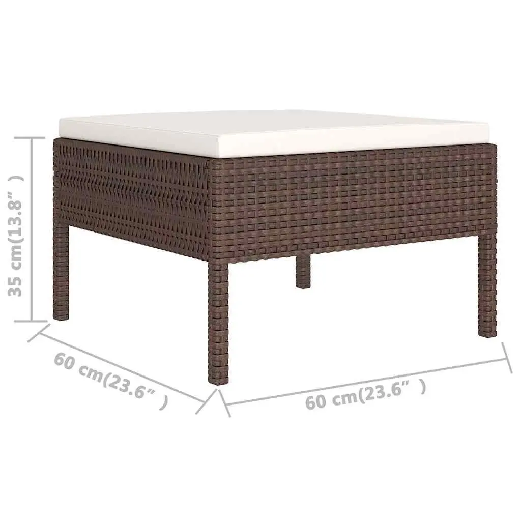 Garden Lounge Set Outdoor Furniture 6 Piece Brown Poly Rattan Patio Seating