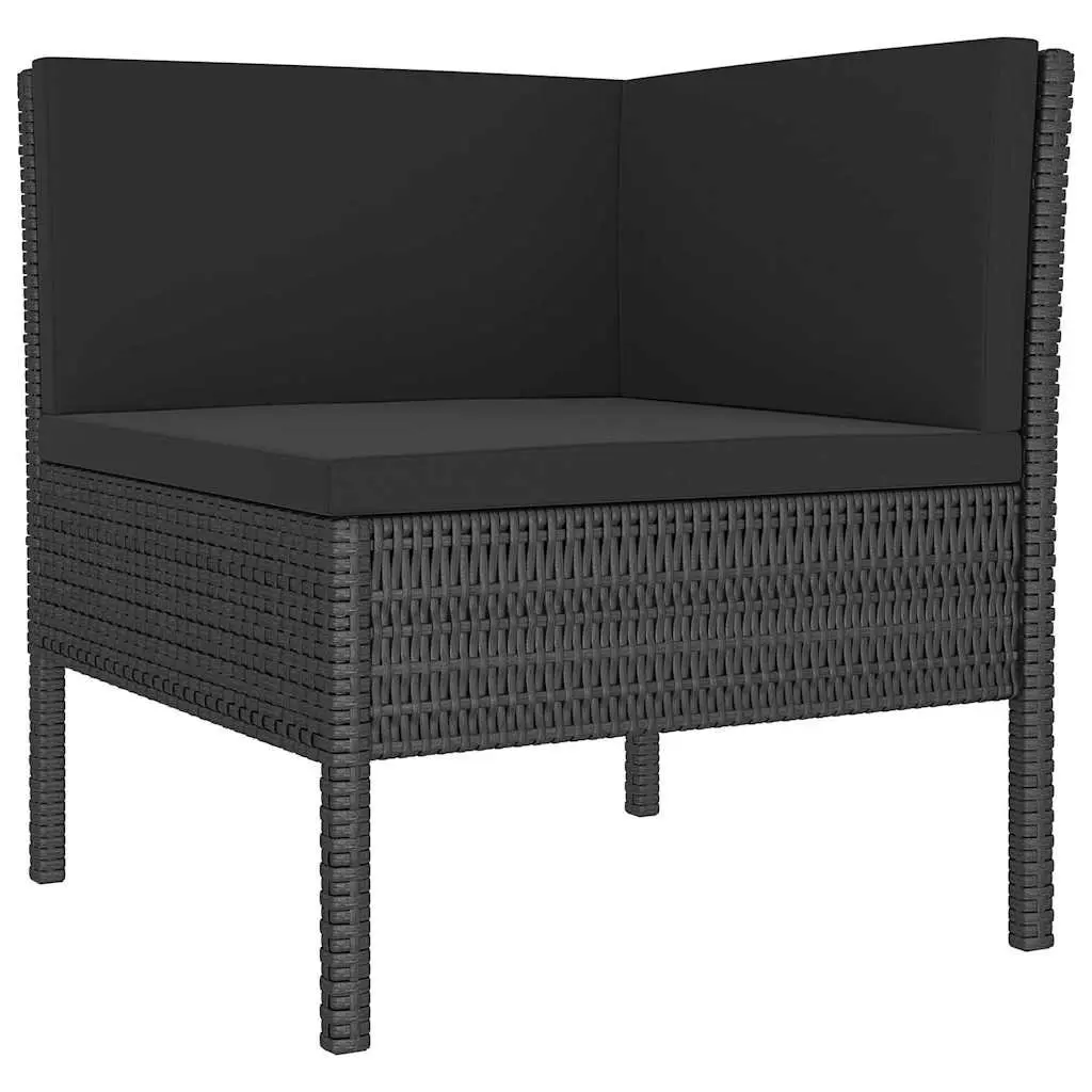 Garden Lounge Set 6 Piece Poly Rattan Outdoor Patio Furniture Black with