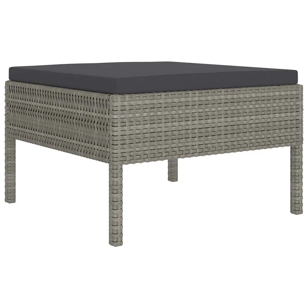 Garden Lounge Set 6 Piece Outdoor Furniture Grey Poly Rattan with Cushions