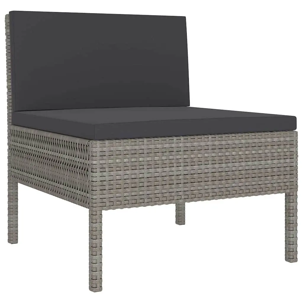 Garden Lounge Set 6 Piece Outdoor Furniture Grey Poly Rattan with Cushions