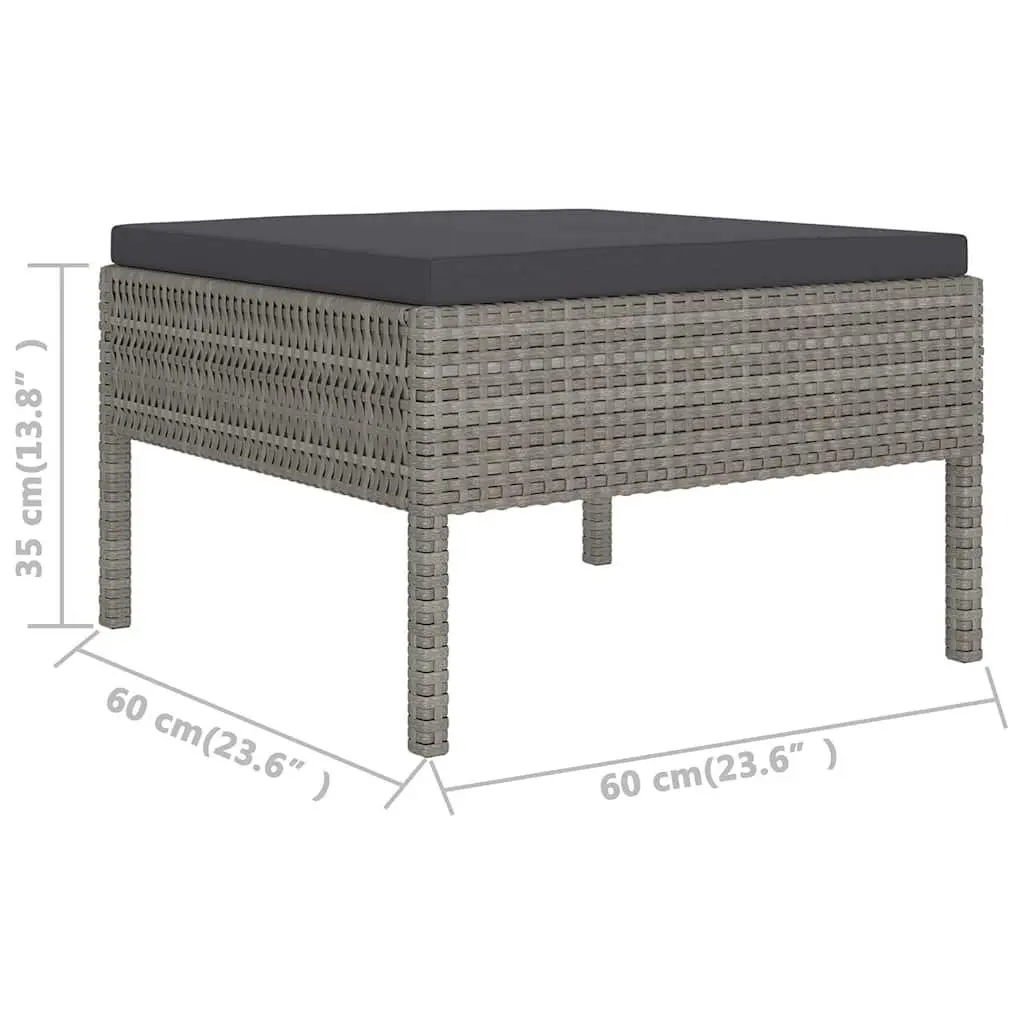 Garden Lounge Set 6 Piece Outdoor Furniture Grey Poly Rattan with Cushions