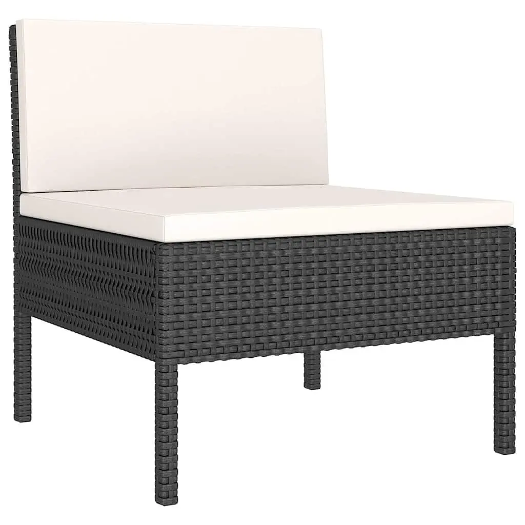 Garden Lounge Set 9 Piece Outdoor Patio Furniture Black Poly Rattan with