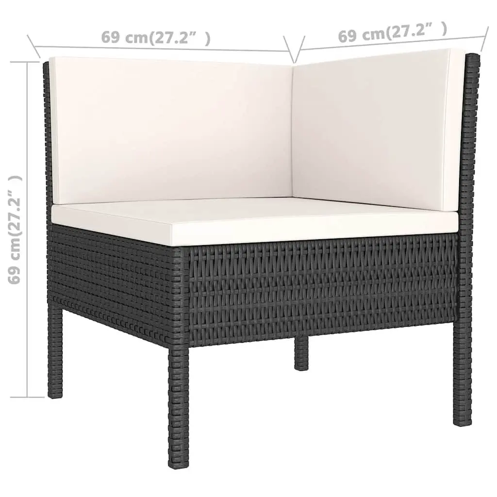 Outdoor Furniture Set 12 Piece Modular Seating Black PE Rattan Patio Sofa