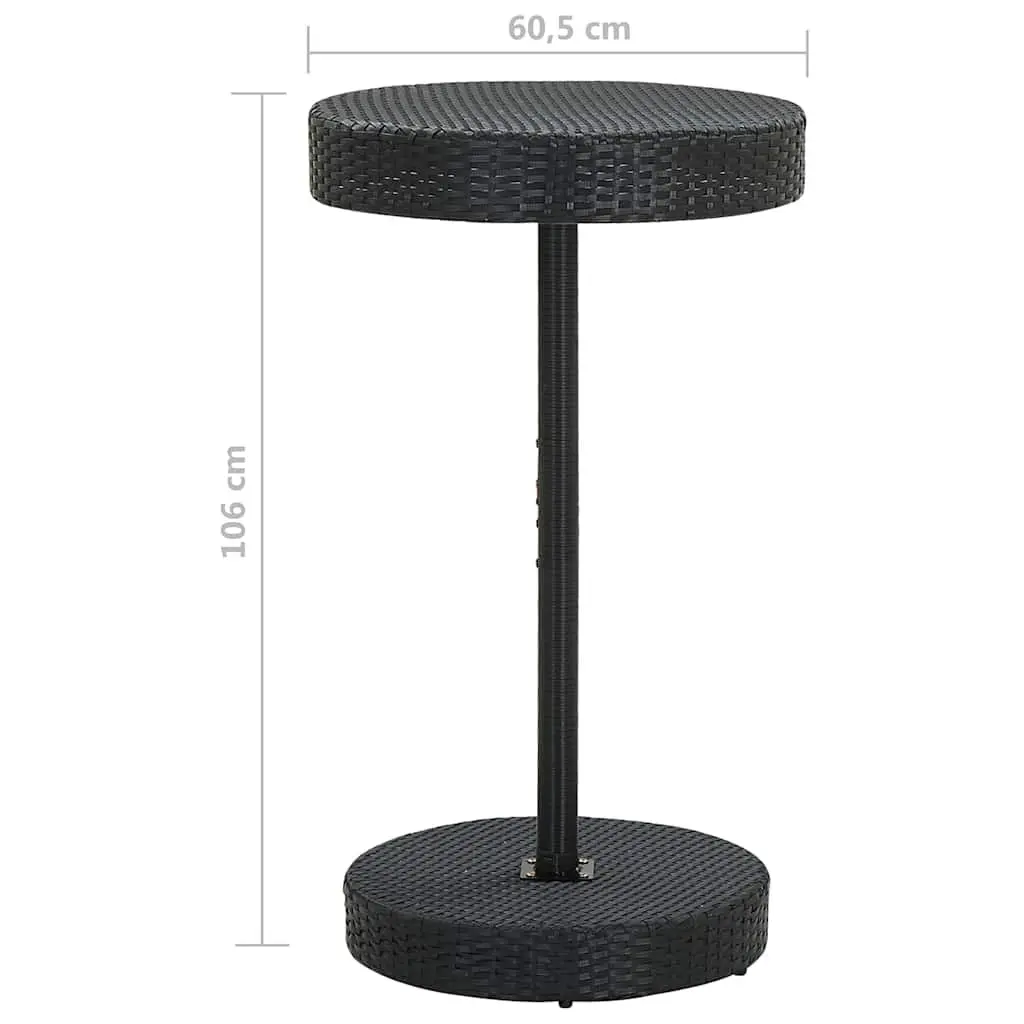 3 Piece Garden Bar Set with Cushions Outdoor Rattan Table Stools Black