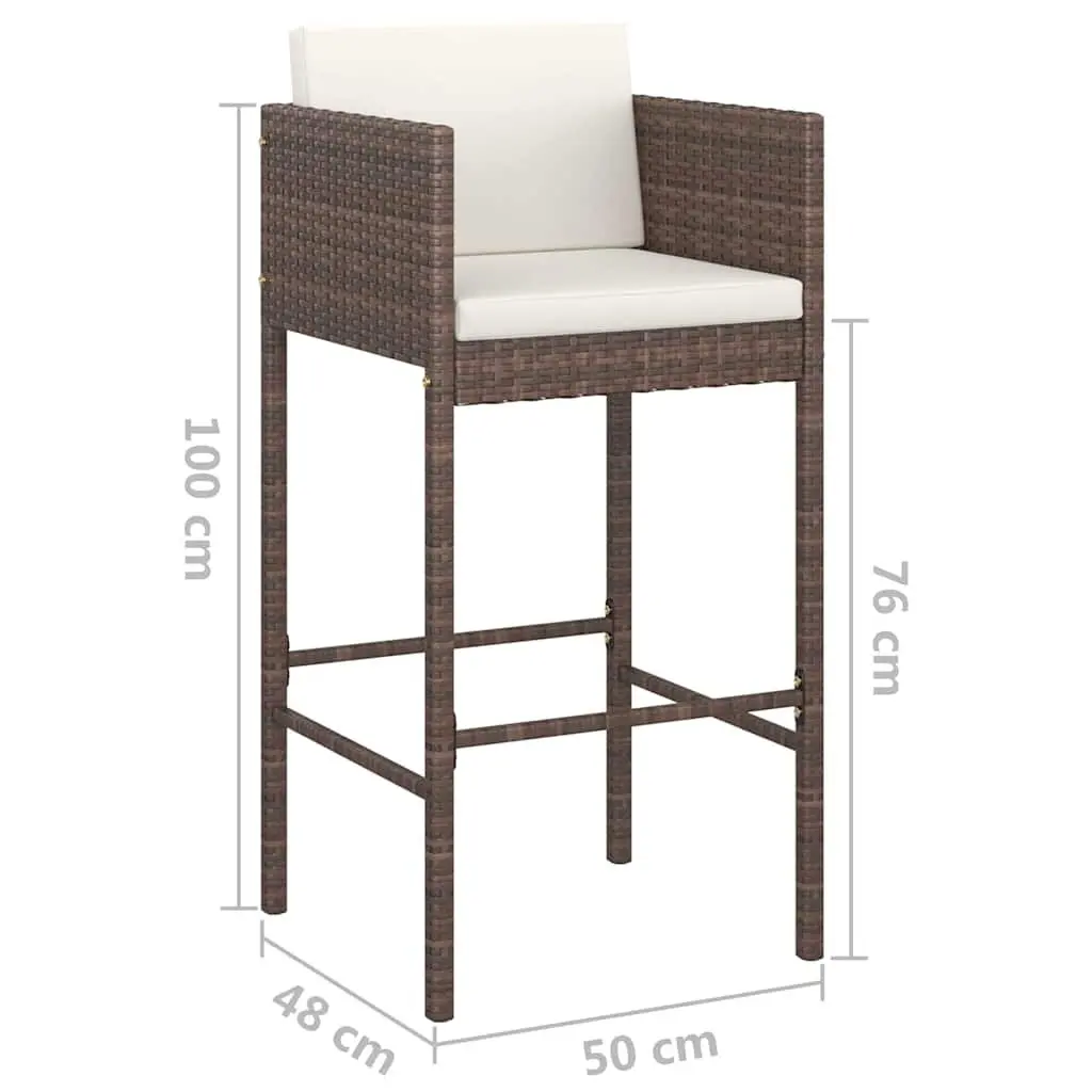 Garden Bar Set 5 Piece with Cushions Poly Rattan Outdoor Patio Table Stools Set