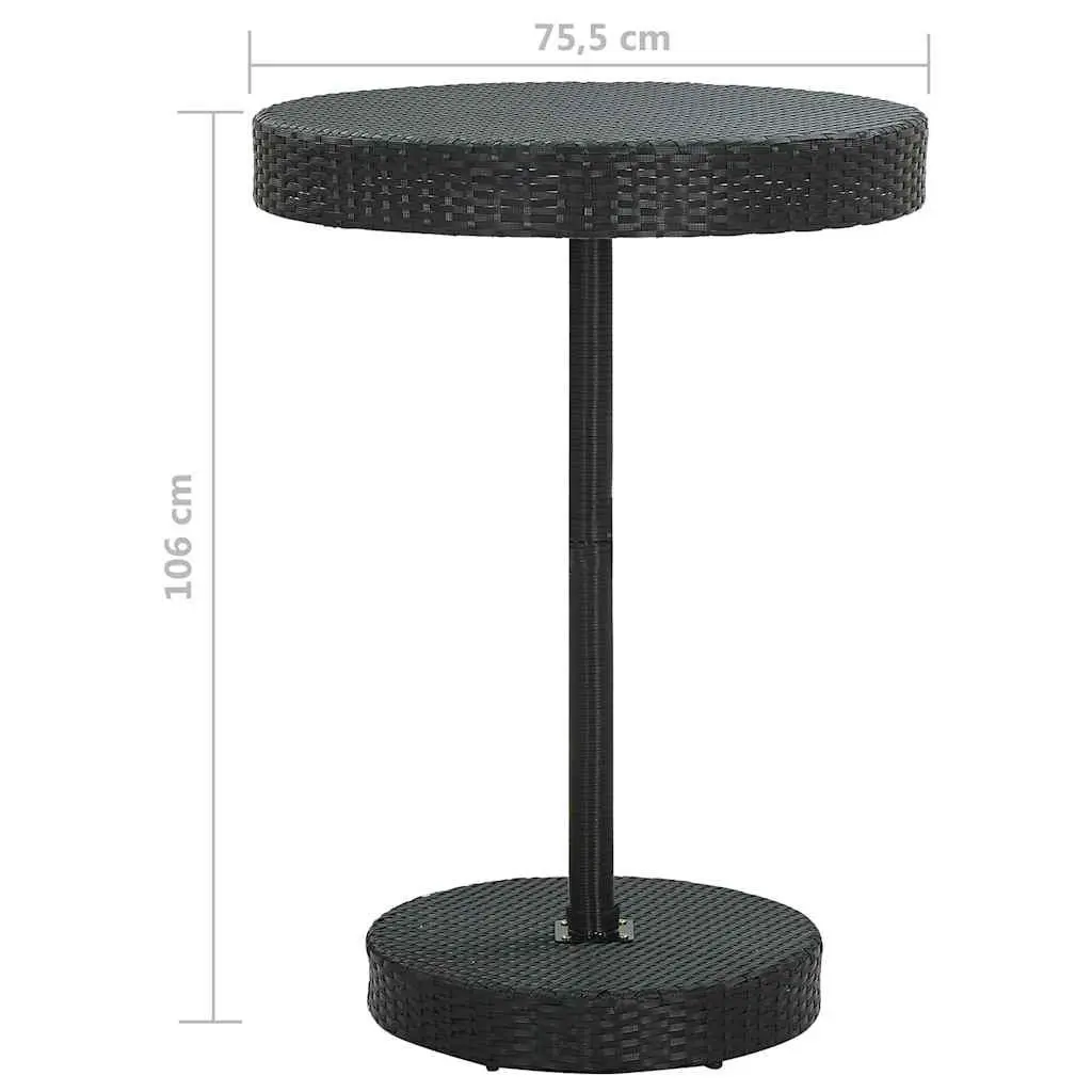 5 Piece Garden Bar Set Outdoor Rattan Bar Table Stools Cushions Black