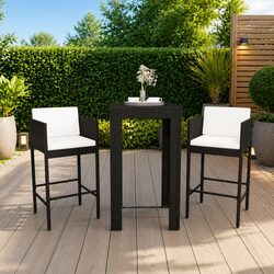 Reliable 3 Piece Outdoor Bar Set with Cushions