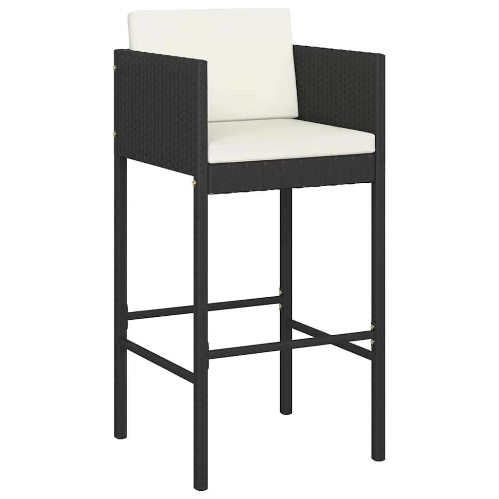 3 Piece Garden Bar Set Outdoor Bar Table Stools Cushions Black