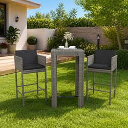 Reliable 3 Piece Bar Set in Grey for Outdoor Enjoyment