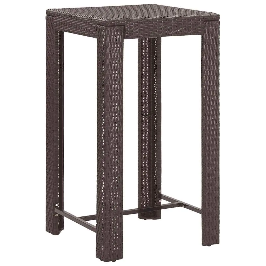 5 Piece Outdoor Bar Set Garden Bar Table and Stools with Cushions Brown