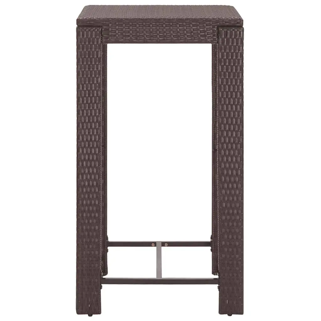 5 Piece Outdoor Bar Set Garden Bar Table and Stools with Cushions Brown