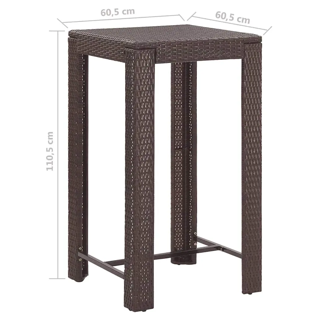 5 Piece Outdoor Bar Set Garden Bar Table and Stools with Cushions Brown