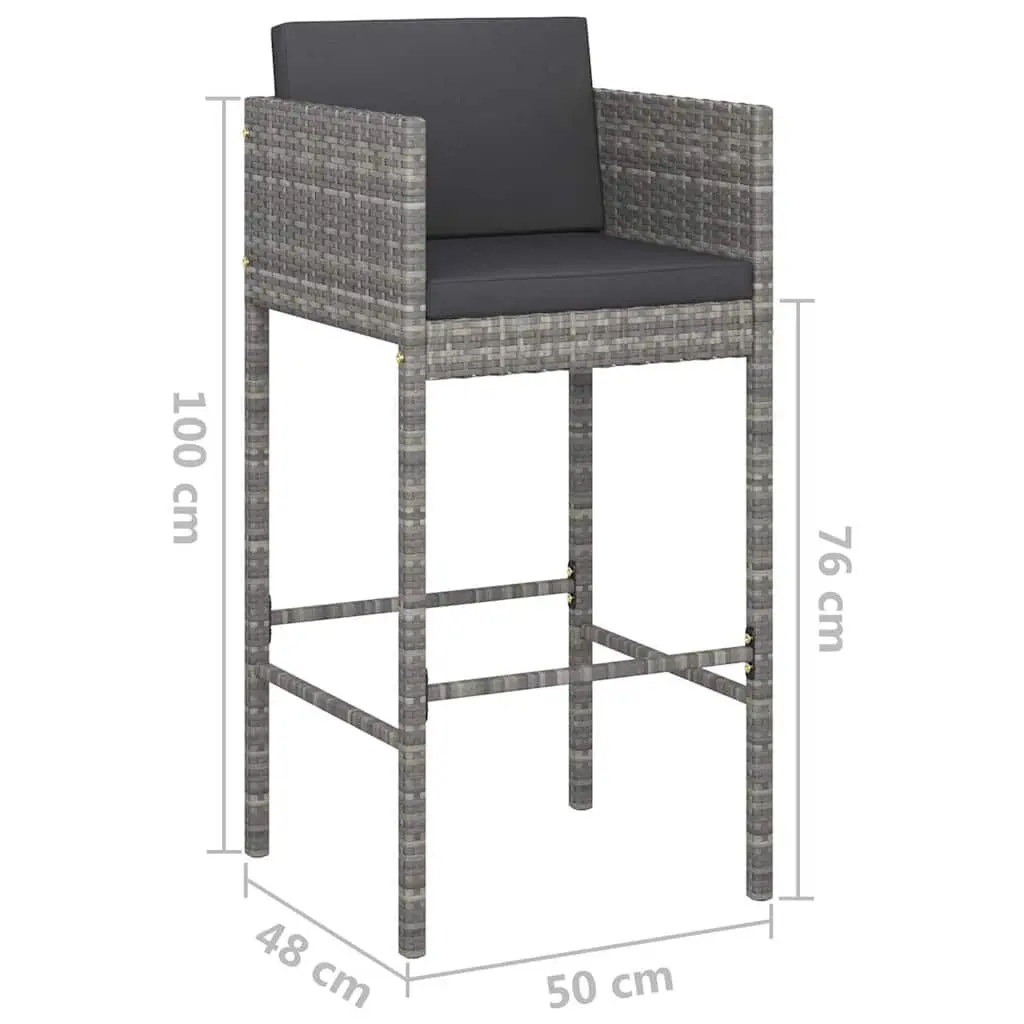 Garden Bar Set Outdoor Rattan Table Stools 5 Piece Grey