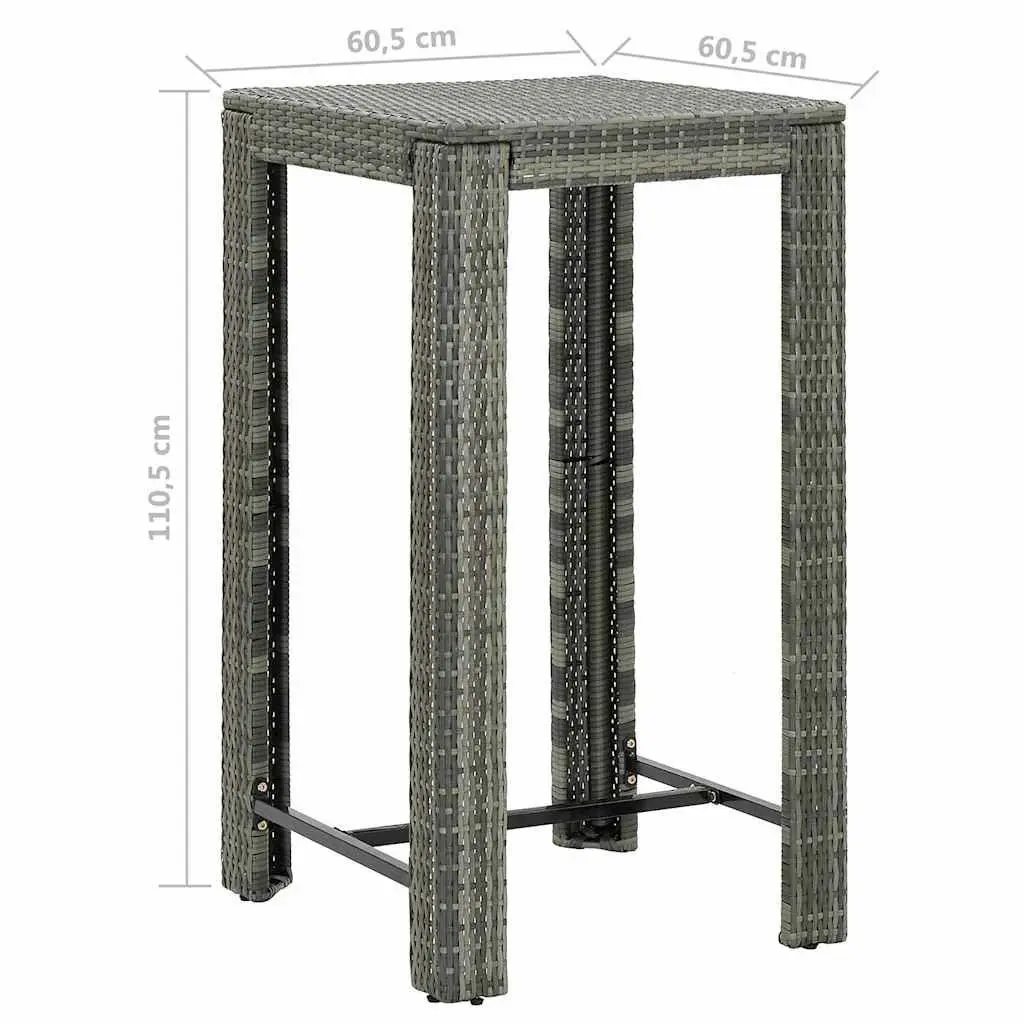 Garden Bar Set Outdoor Rattan Table Stools 5 Piece Grey