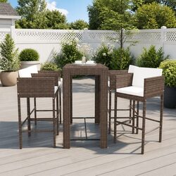 Warm Brown Outdoor Bar Set with Cushions