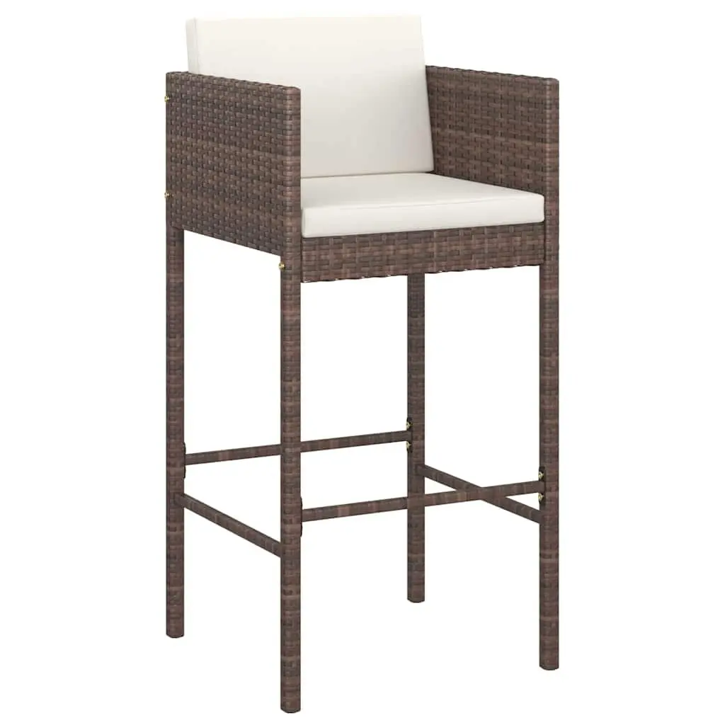 5 Piece Garden Bar Set Outdoor Bar Table Stools Cushions Brown