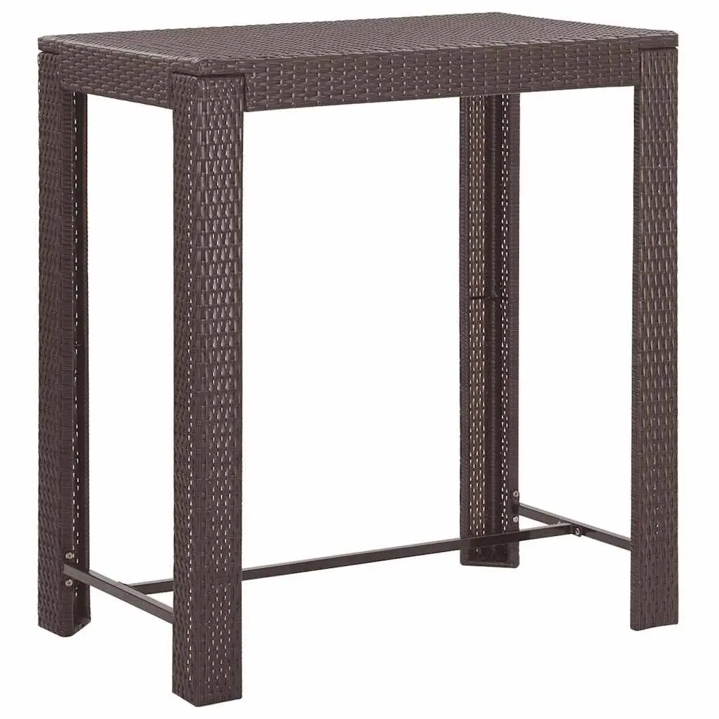 5 Piece Garden Bar Set Outdoor Bar Table Stools Cushions Brown