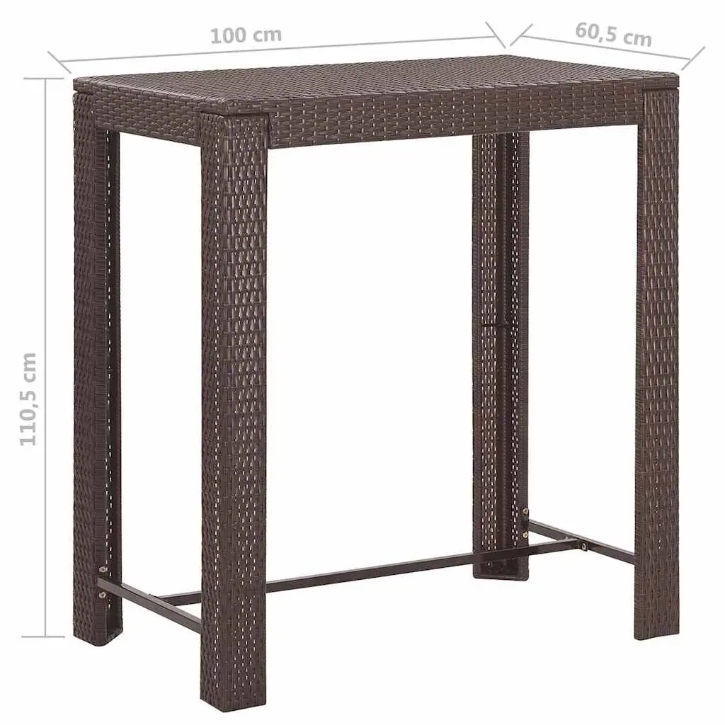 5 Piece Garden Bar Set Outdoor Bar Table Stools Cushions Brown