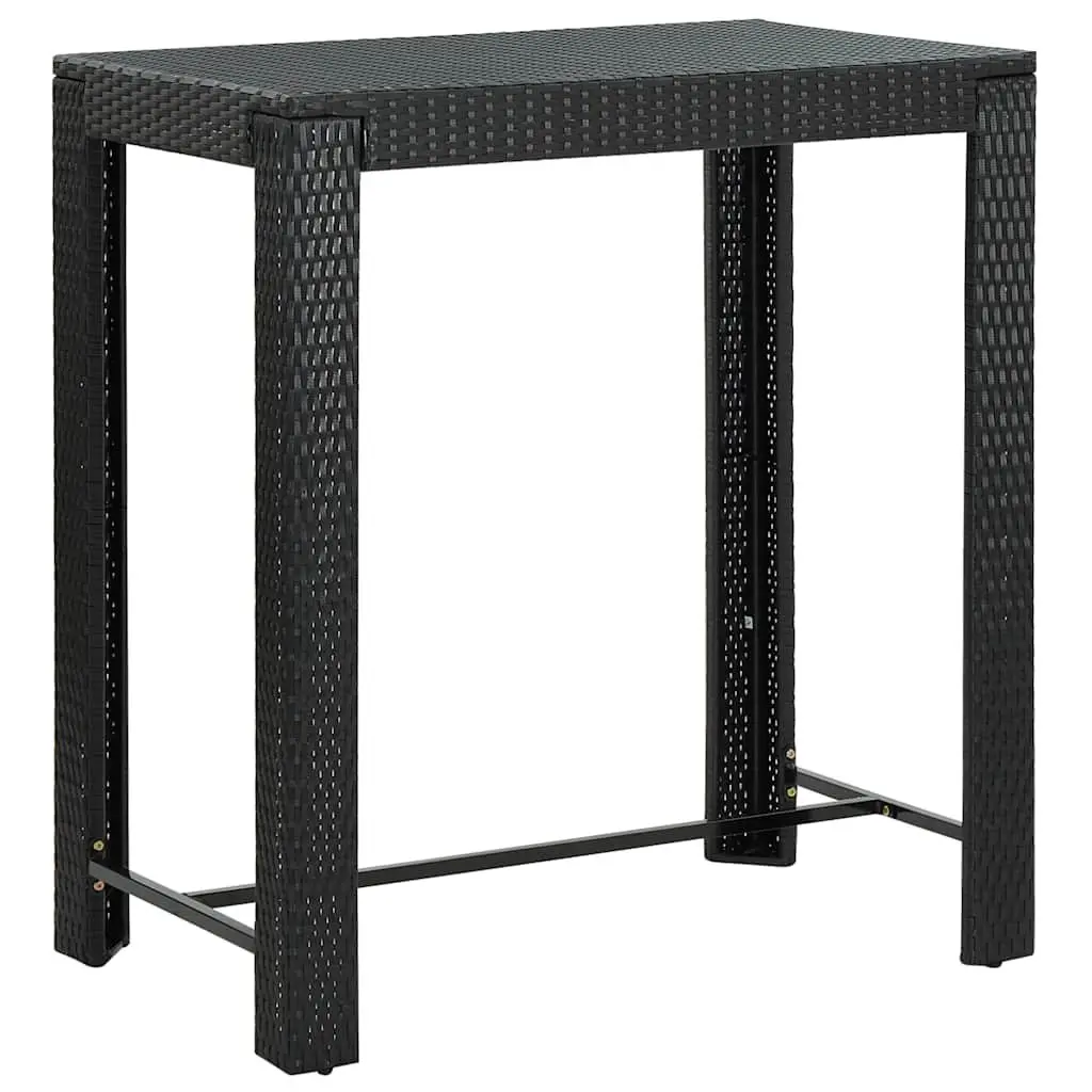 5 Piece Garden Bar Set Outdoor Rattan Bar Table Stools Black