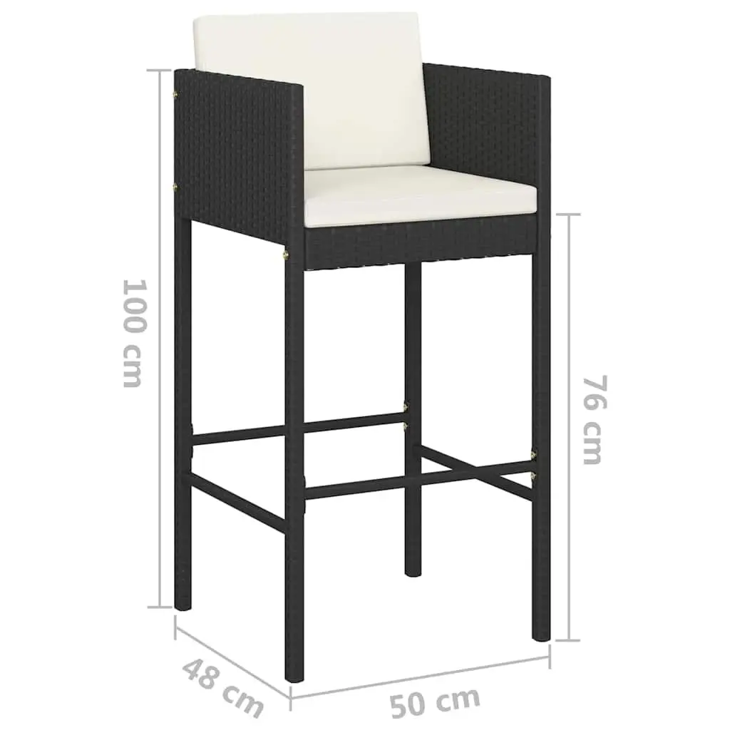 5 Piece Garden Bar Set Outdoor Rattan Bar Table Stools Black
