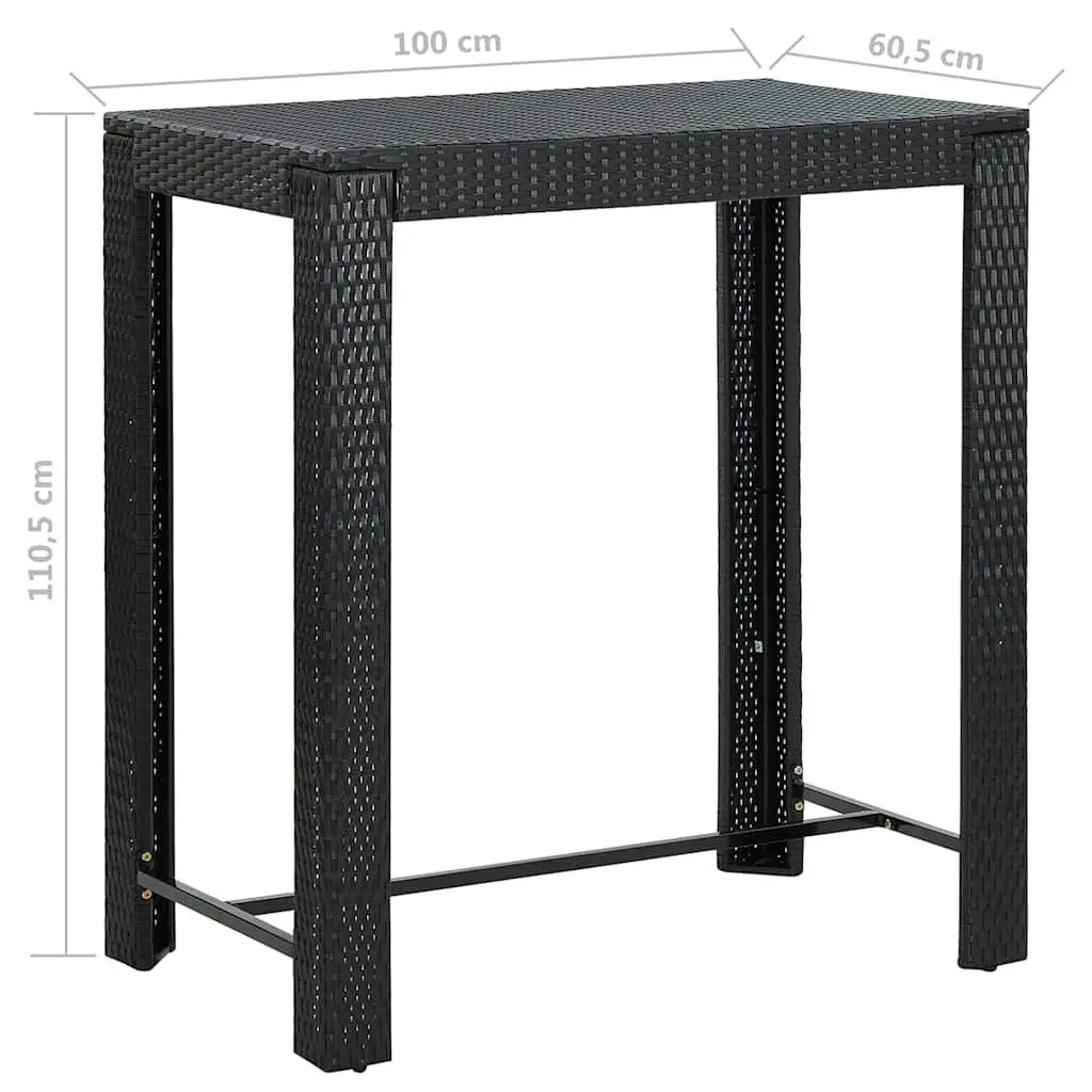 5 Piece Garden Bar Set Outdoor Rattan Bar Table Stools Black