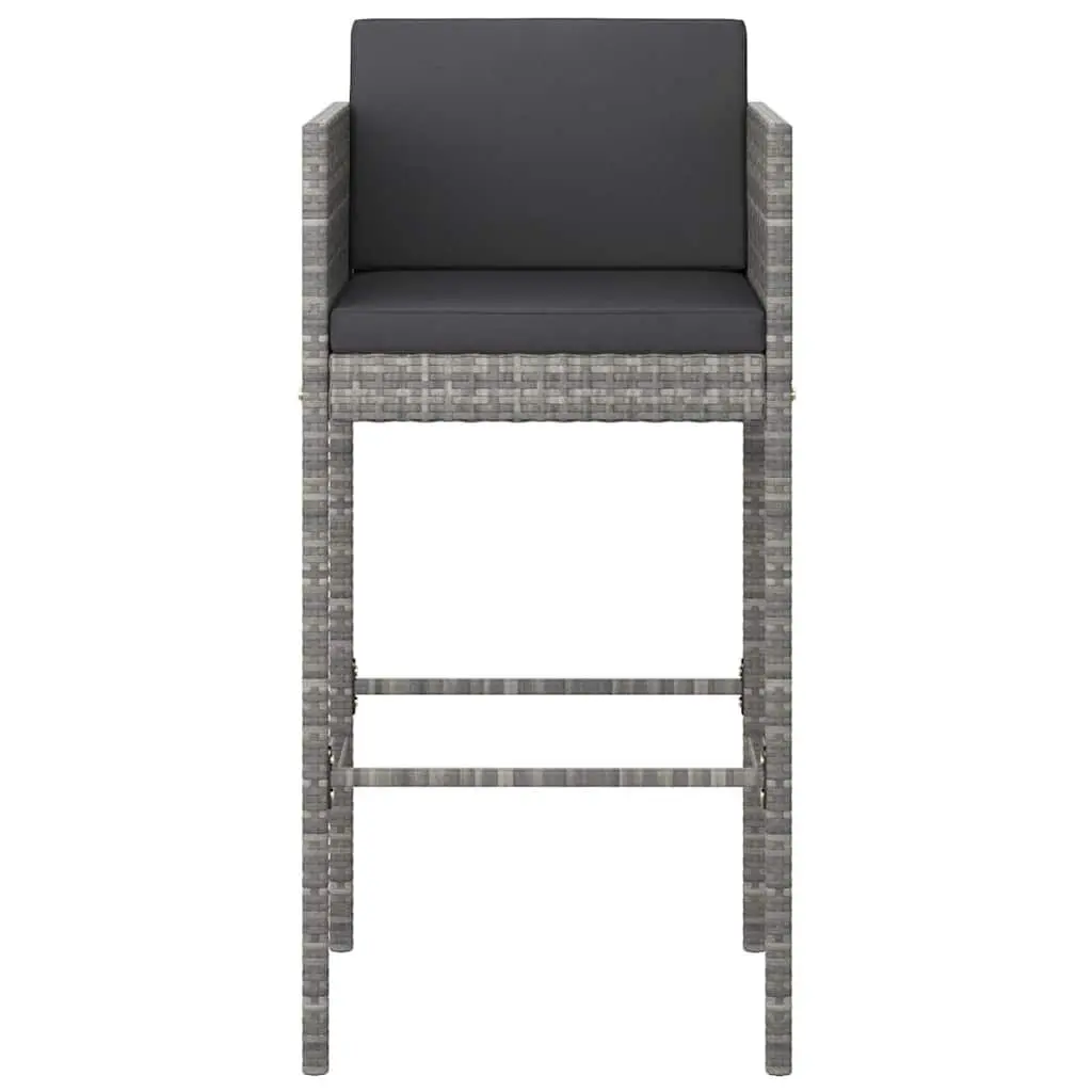 5 Piece Garden Bar Set with Cushions Outdoor Poly Rattan Table Stools Grey