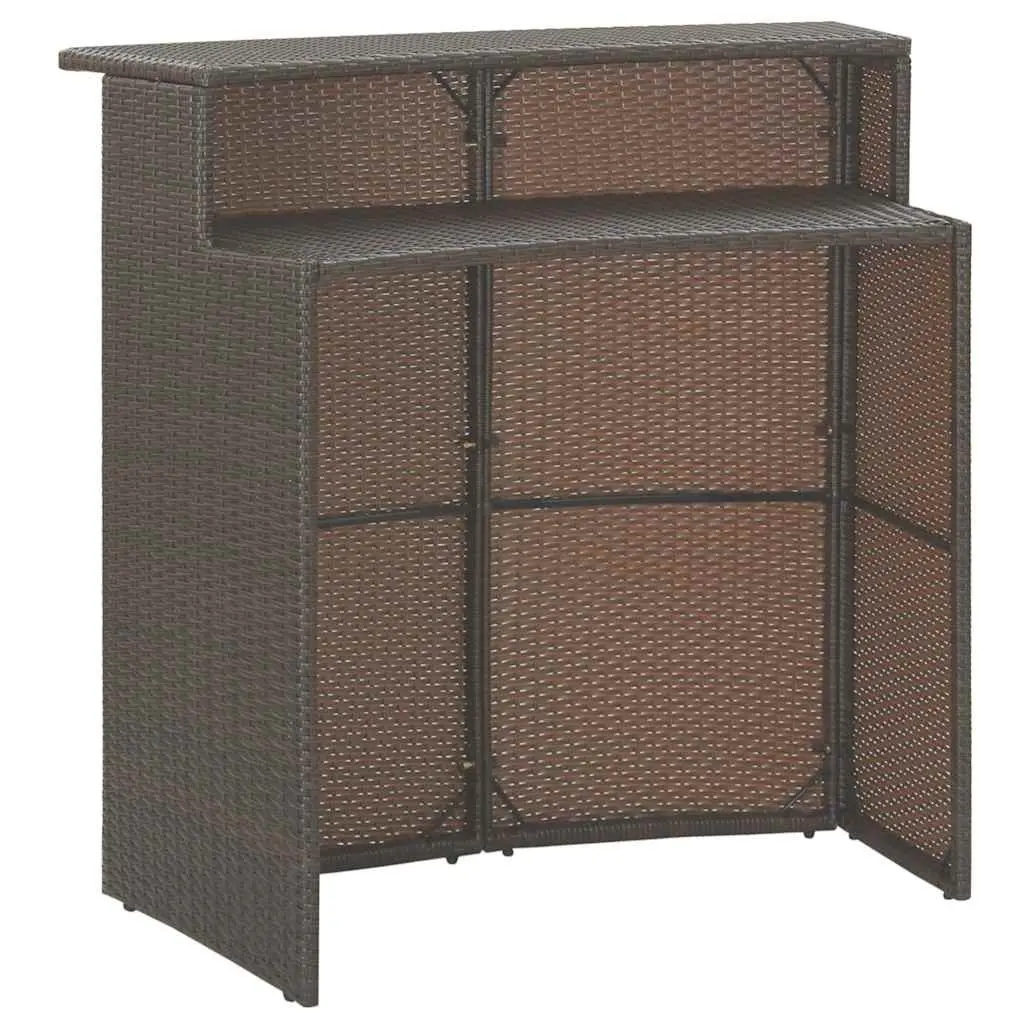 Garden Bar Set Outdoor Table Stools 3 Piece Brown