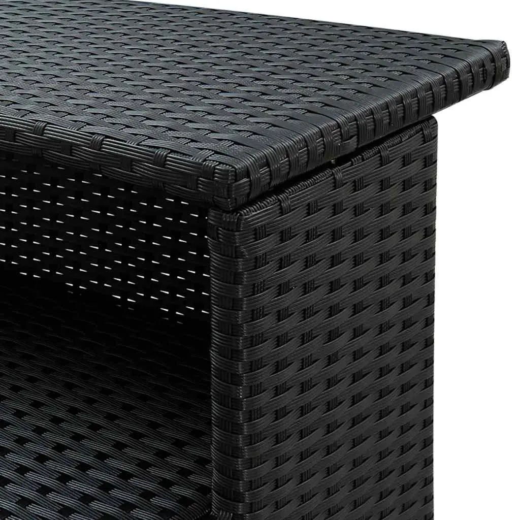 3 Piece Garden Bar Set Outdoor Cushions Black Poly Rattan Table Stools