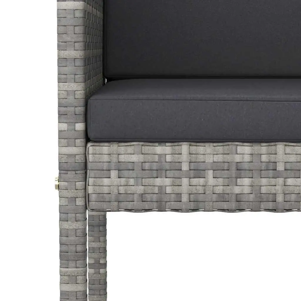 3 Piece Garden Bar Set Outdoor Cushions Grey Poly Rattan Table Stools