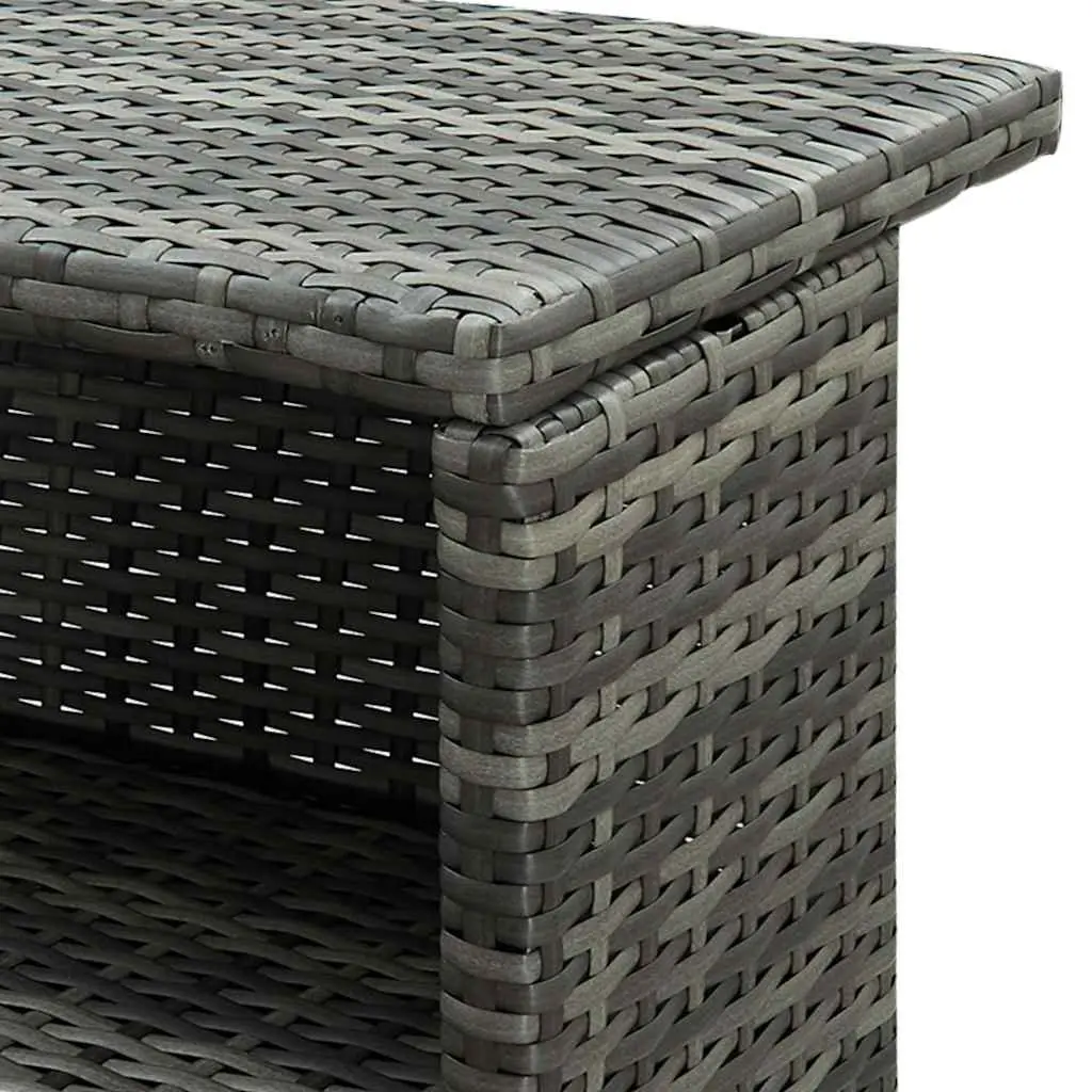 3 Piece Garden Bar Set Outdoor Cushions Grey Poly Rattan Table Stools