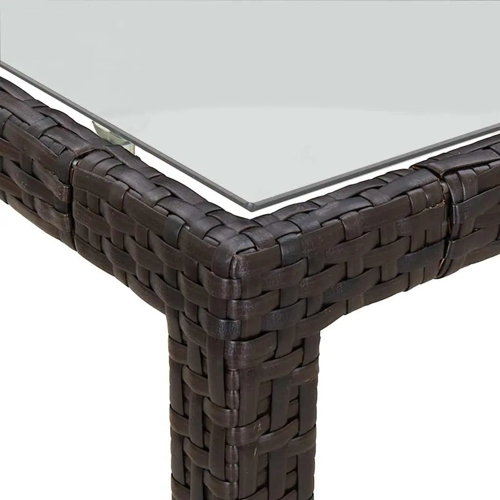 3 Piece Outdoor Dining Set Brown Rattan Garden Furniture Table Chairs