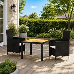 Comfortable Black Poly Rattan Outdoor Dining Set