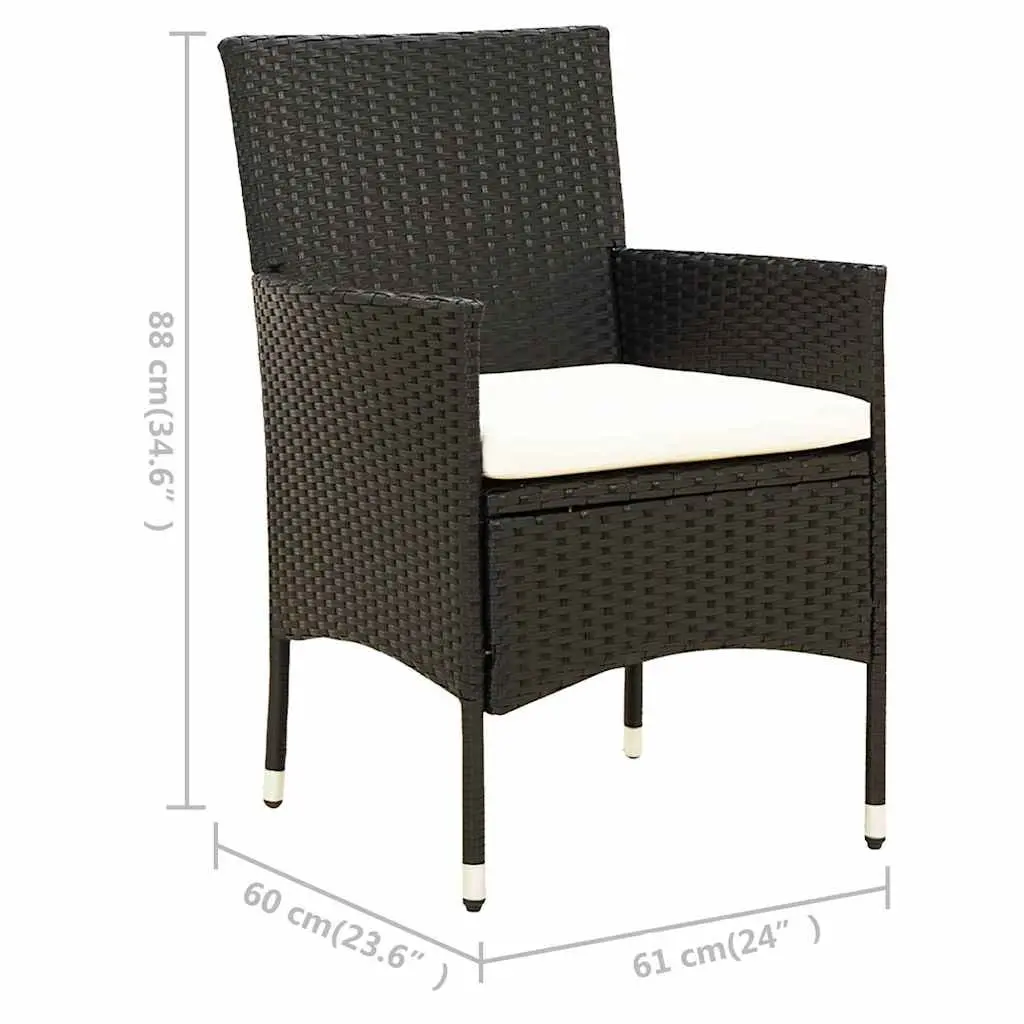 Outdoor Dining Set 5 Piece Garden Furniture Poly Rattan Cushioned Chairs Table