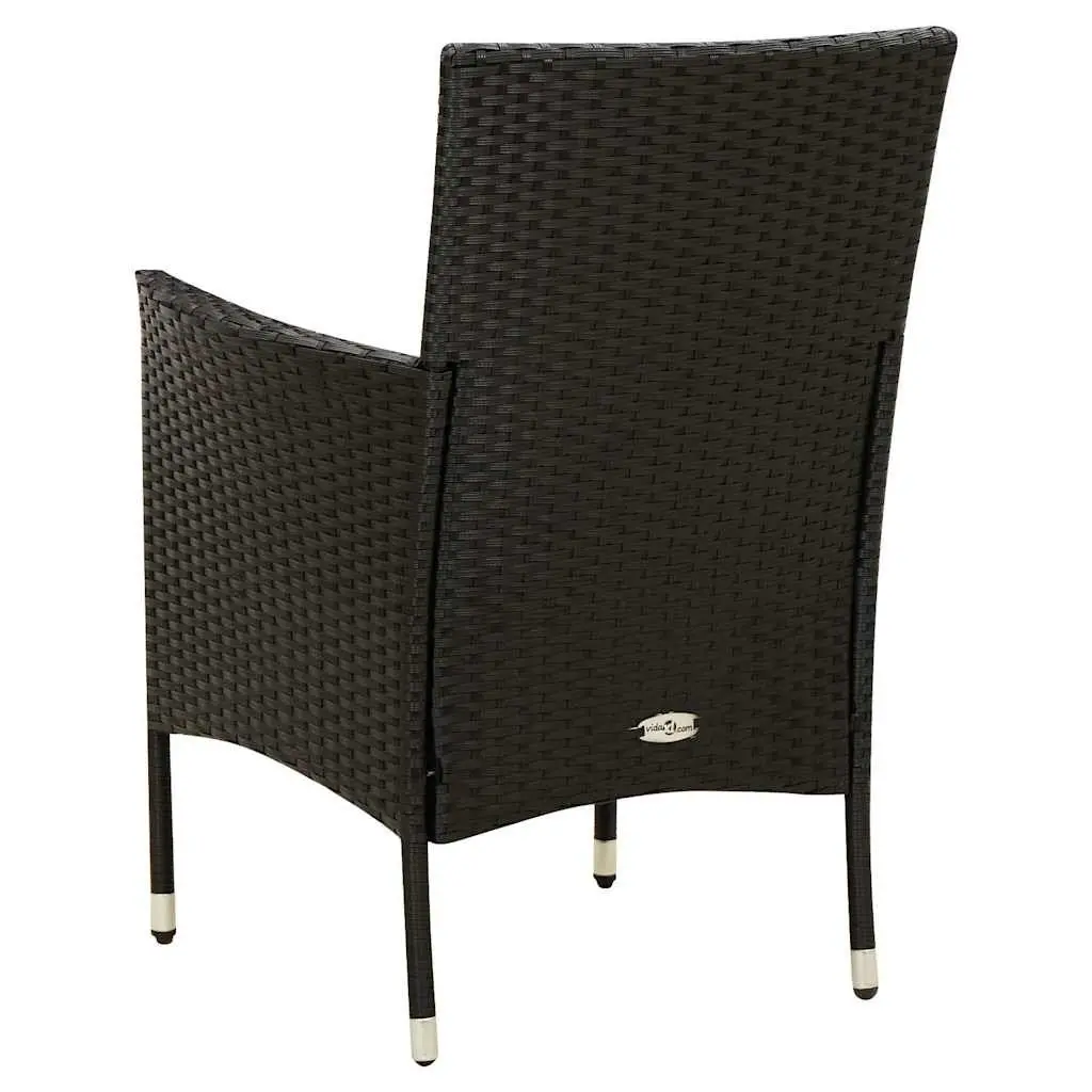 Outdoor Dining Set 7 Piece Garden Furniture Black Poly Rattan with Cushions