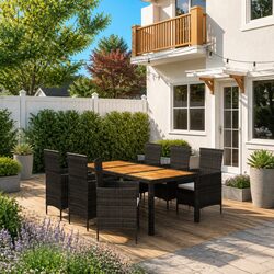 Stylish Outdoor Dining Set - 7 Piece with Cushions