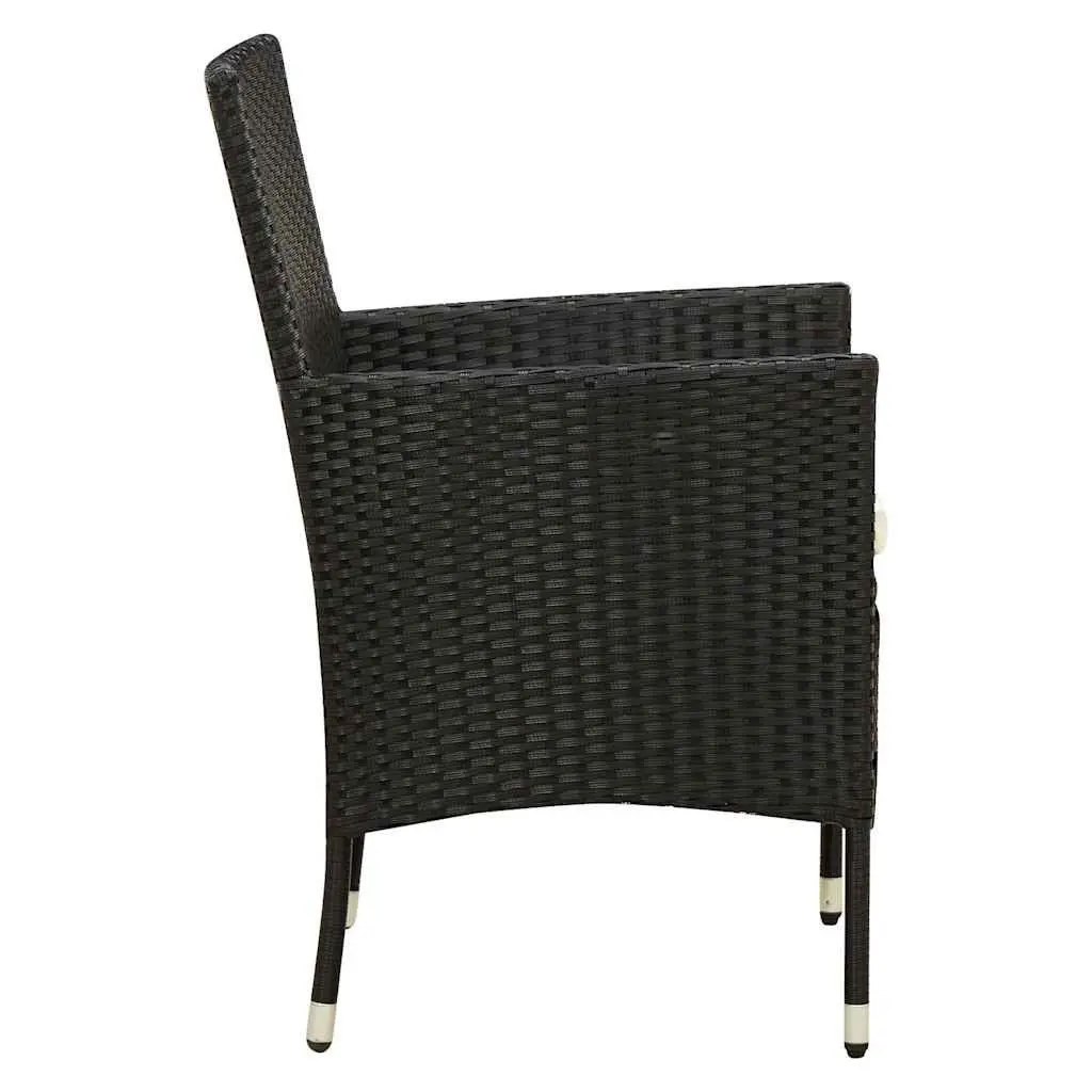 Outdoor Dining Set 7 Piece Garden Furniture Poly Rattan Black with Cushions