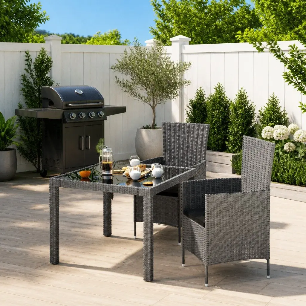 Outdoor Dining Set in Grey with Cushions