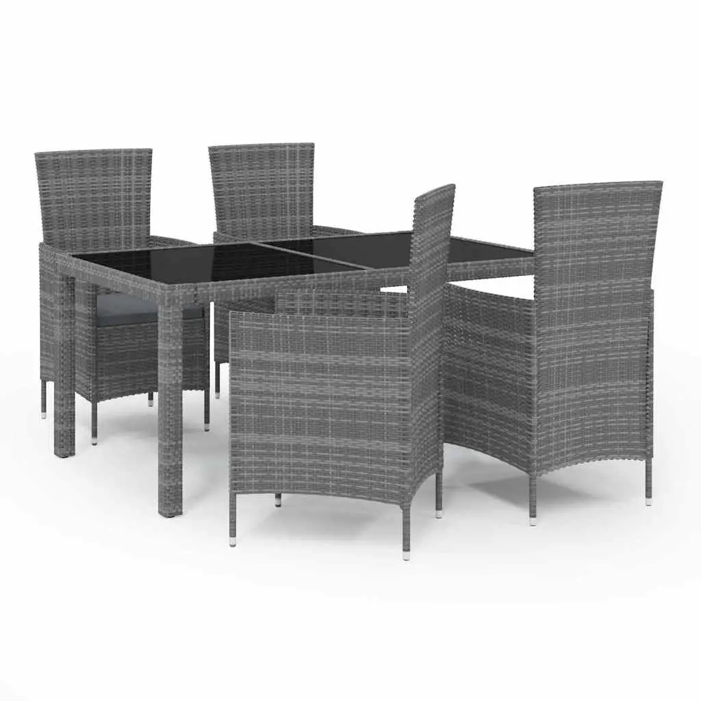 Outdoor Dining Set 5 Piece Garden Furniture Grey PE Rattan Steel Frame