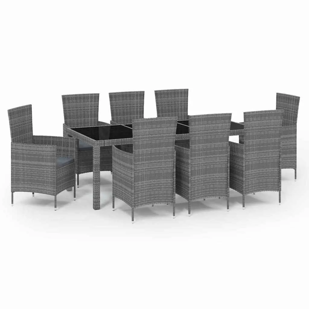 Outdoor Dining Set 9 Piece Grey Poly Rattan Garden Furniture