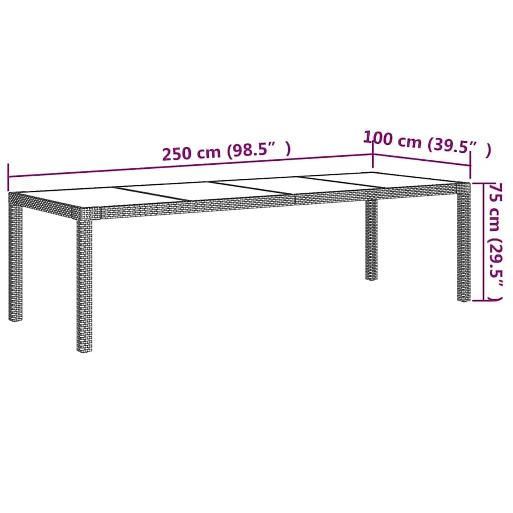 Outdoor Dining Set 9 Piece Grey Poly Rattan Garden Furniture Steel Frame