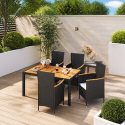 Value-Driven Black Poly Rattan 5-Piece Dining Set