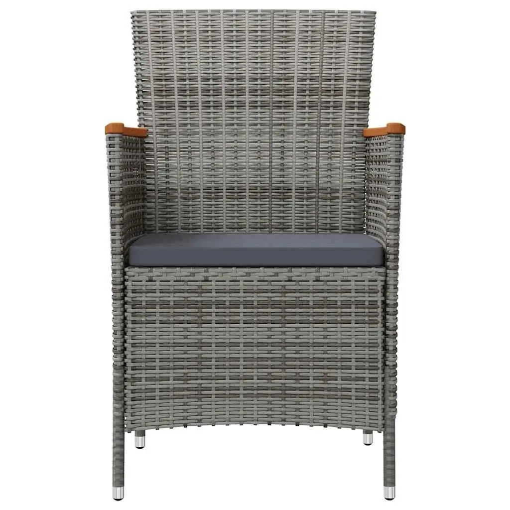 Outdoor Dining Set 3 Piece Grey Poly Rattan Garden Furniture