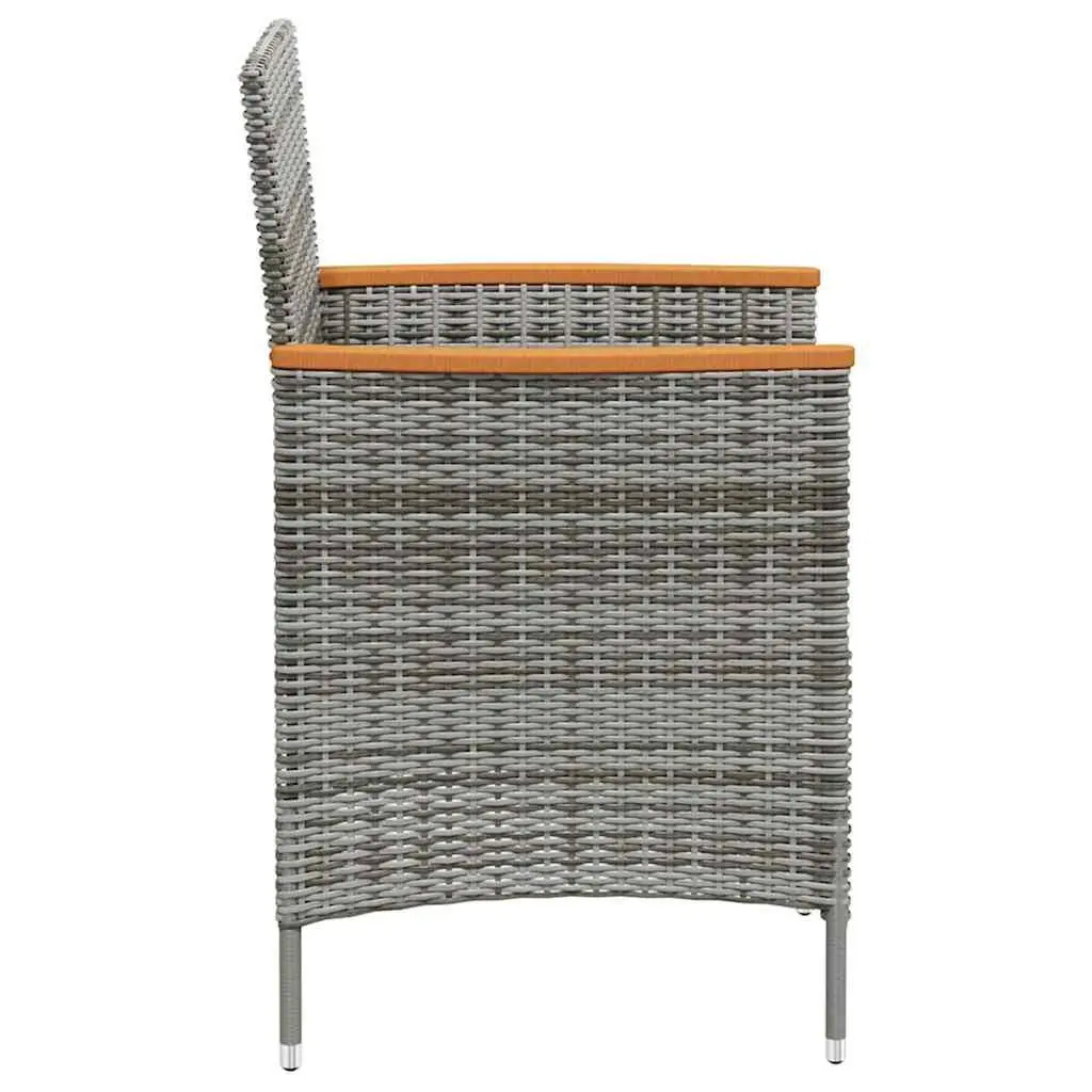 Outdoor Dining Set 3 Piece Grey Poly Rattan Garden Furniture