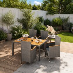Practical 5-Piece Grey Dining Set for Outdoor Spaces