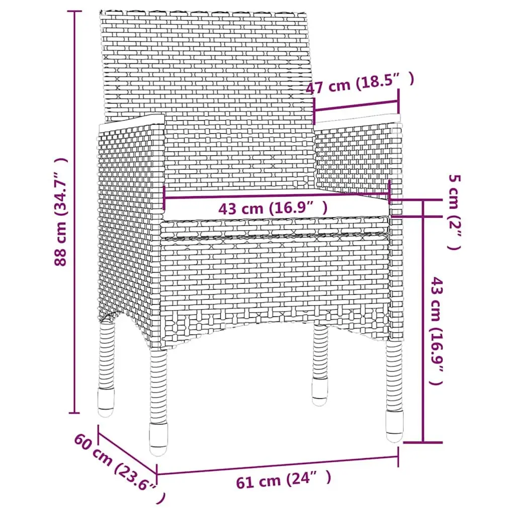 Outdoor Dining Set 5 Piece Grey Poly Rattan Garden Furniture