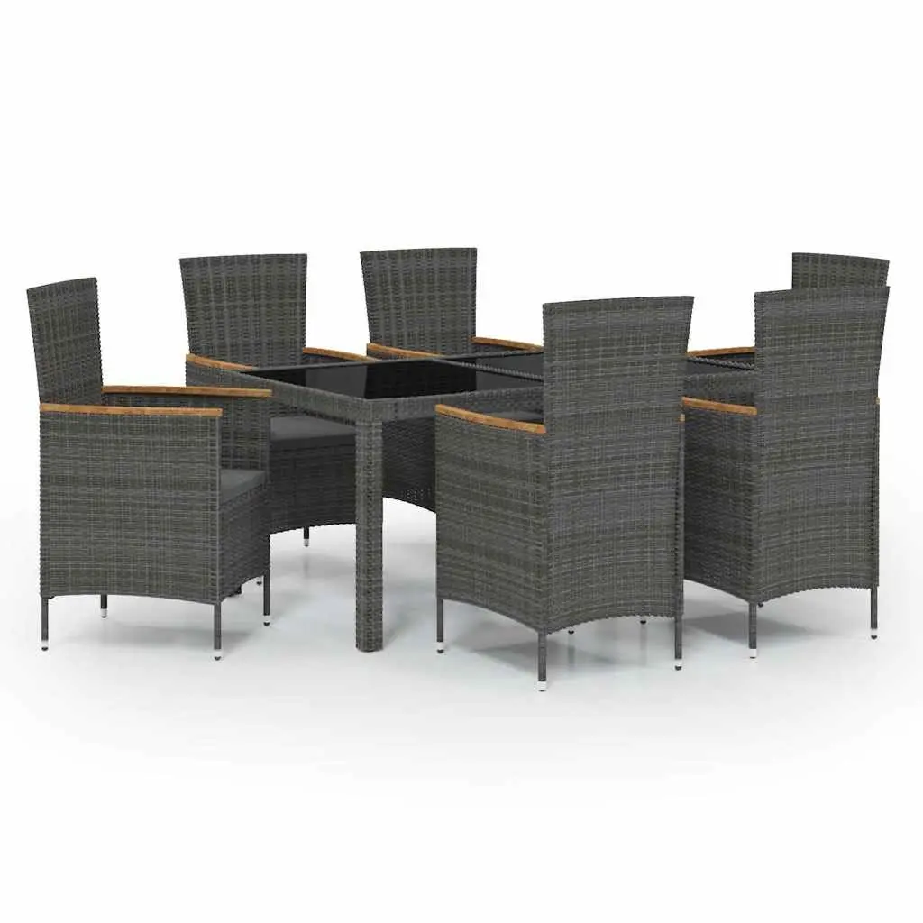 Garden Furniture Set 7 Piece Outdoor Dining Grey Poly Rattan with Cushions