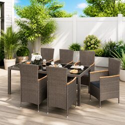 7-Piece Garden Set with Comfortable Grey Cushions