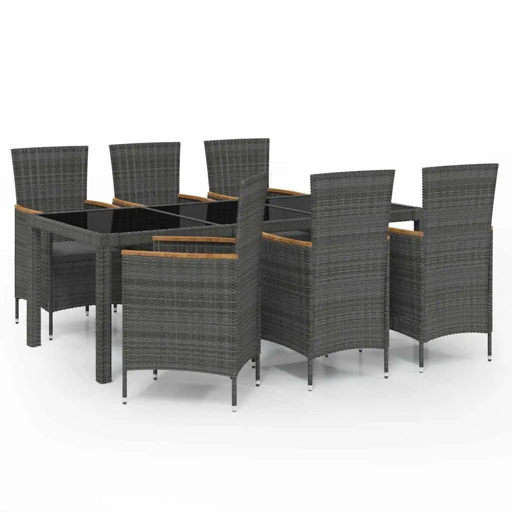 Outdoor Dining Set 7 Piece Garden Furniture Grey Cushions
