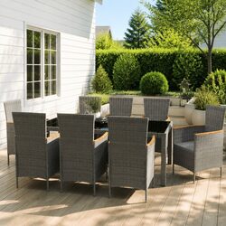 Comfortable 9-Piece Grey Garden Dining Set